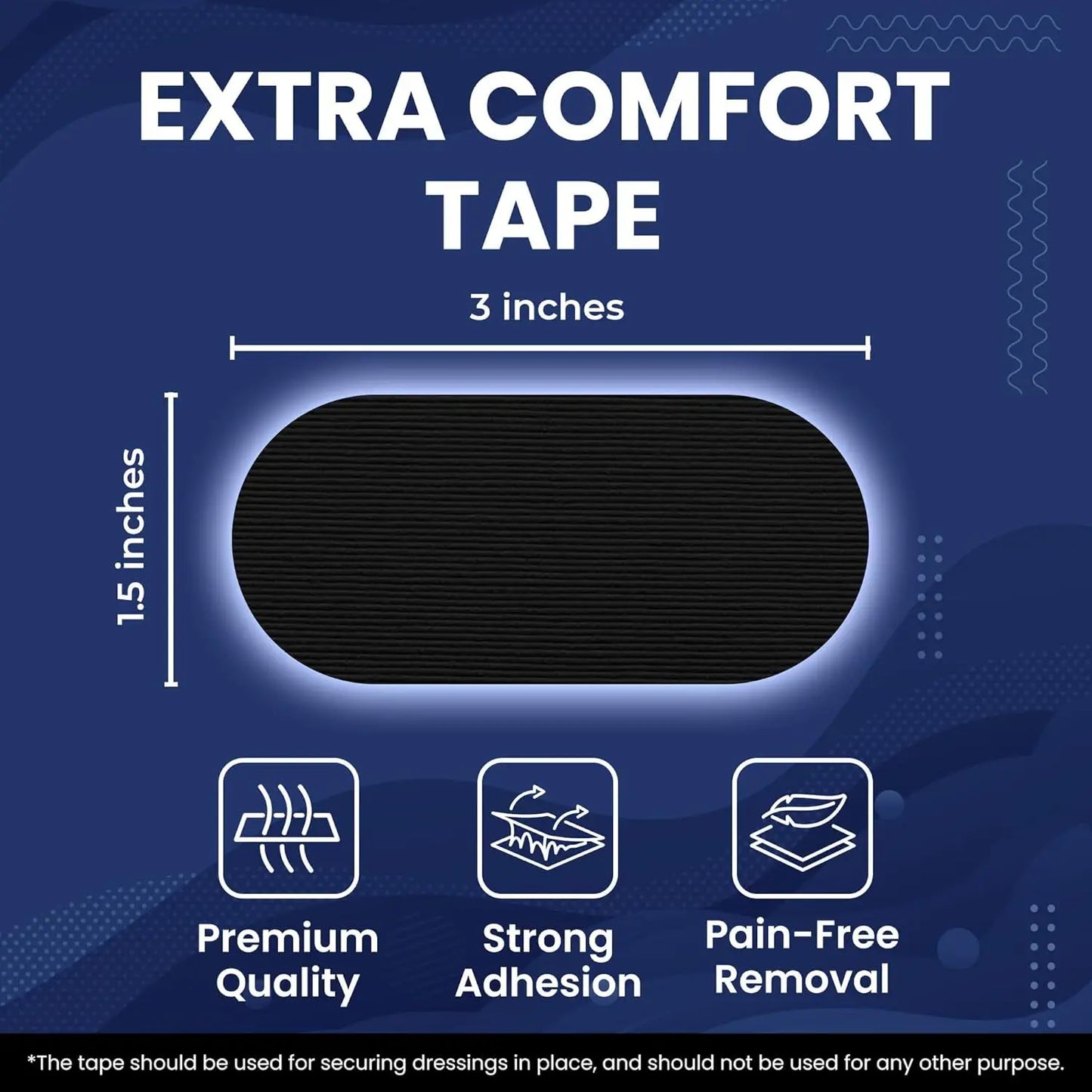 Tranquiseal Comfort Tape (30 Pack) - Pain Free Removal, Hypoallergenic, Latex Free & Gentle On Skin - Skin Friendly Adhesive Cotton Tape